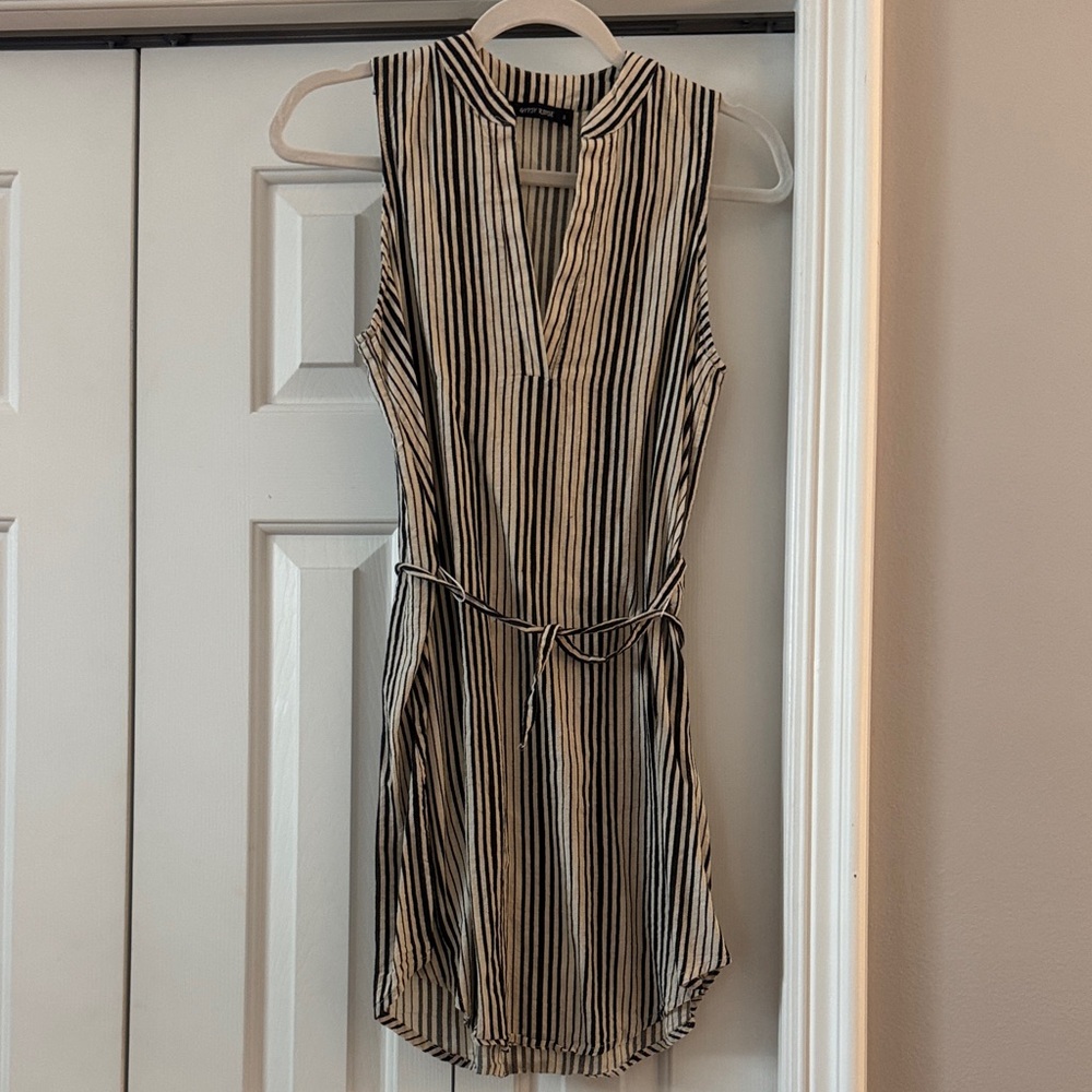 Casual Black and White Striped Mini Dress